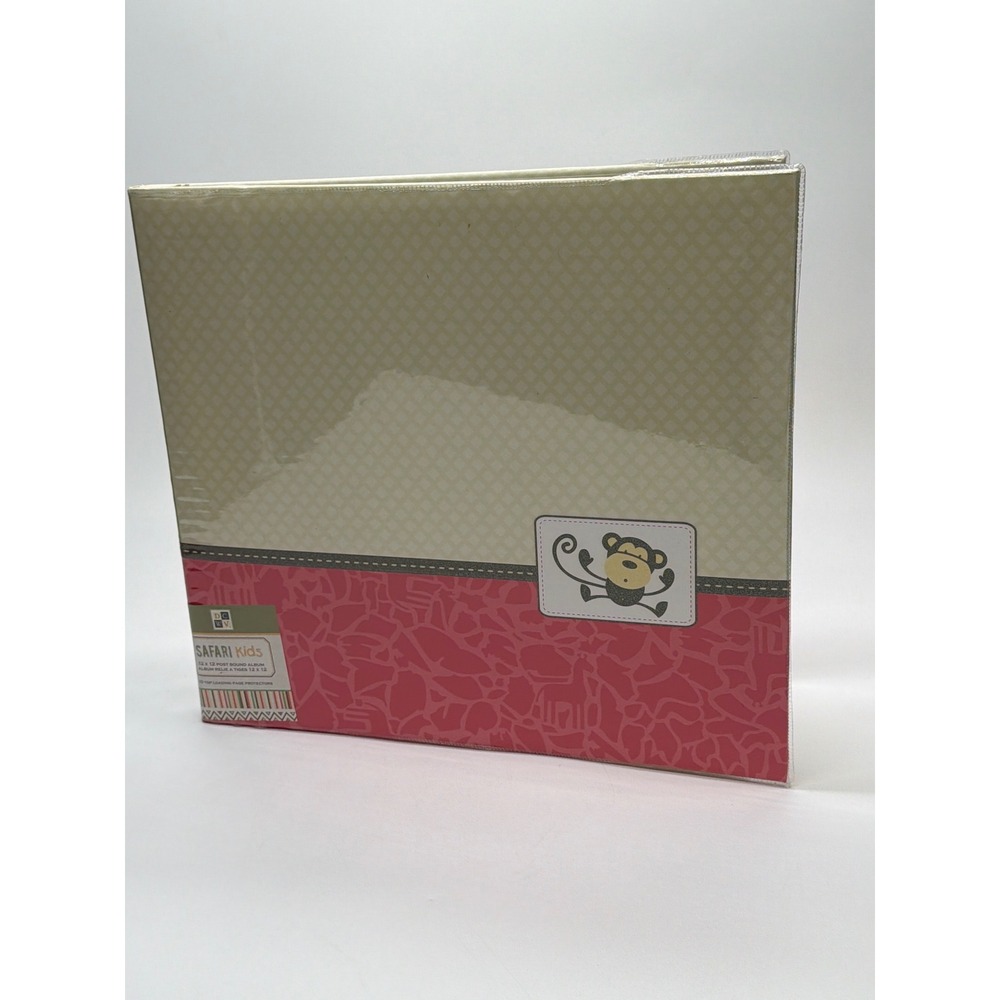DCWV Safari‎ Kids 12x12 Post Bound Scrapbook Album Pink Monkey CP-012-00041 NEW